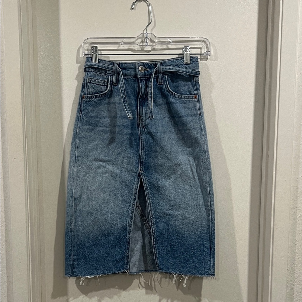 Zara Blue Denim Midi Skirt